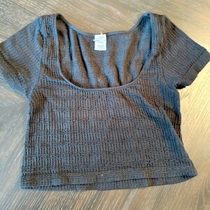 PacSun Women's Black‎ Popcorn Knit Crop Top Size S Short Sleeve Casual